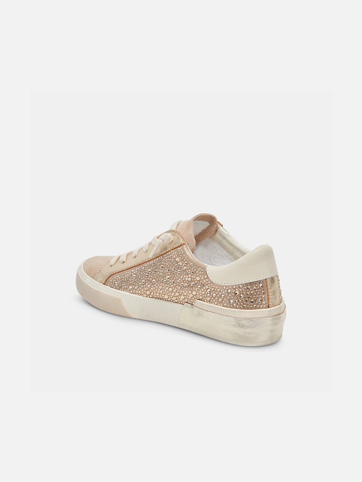 dolce vita zina crystal sneakers in gold suede