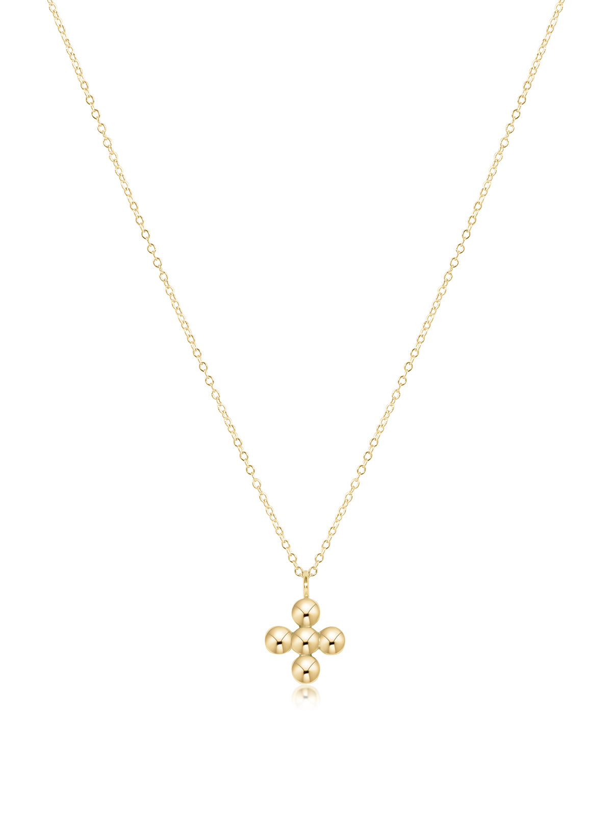 enewton 16" Classic Beaded Signature Cross Gold Charm Necklace 4mm Bead Gold
