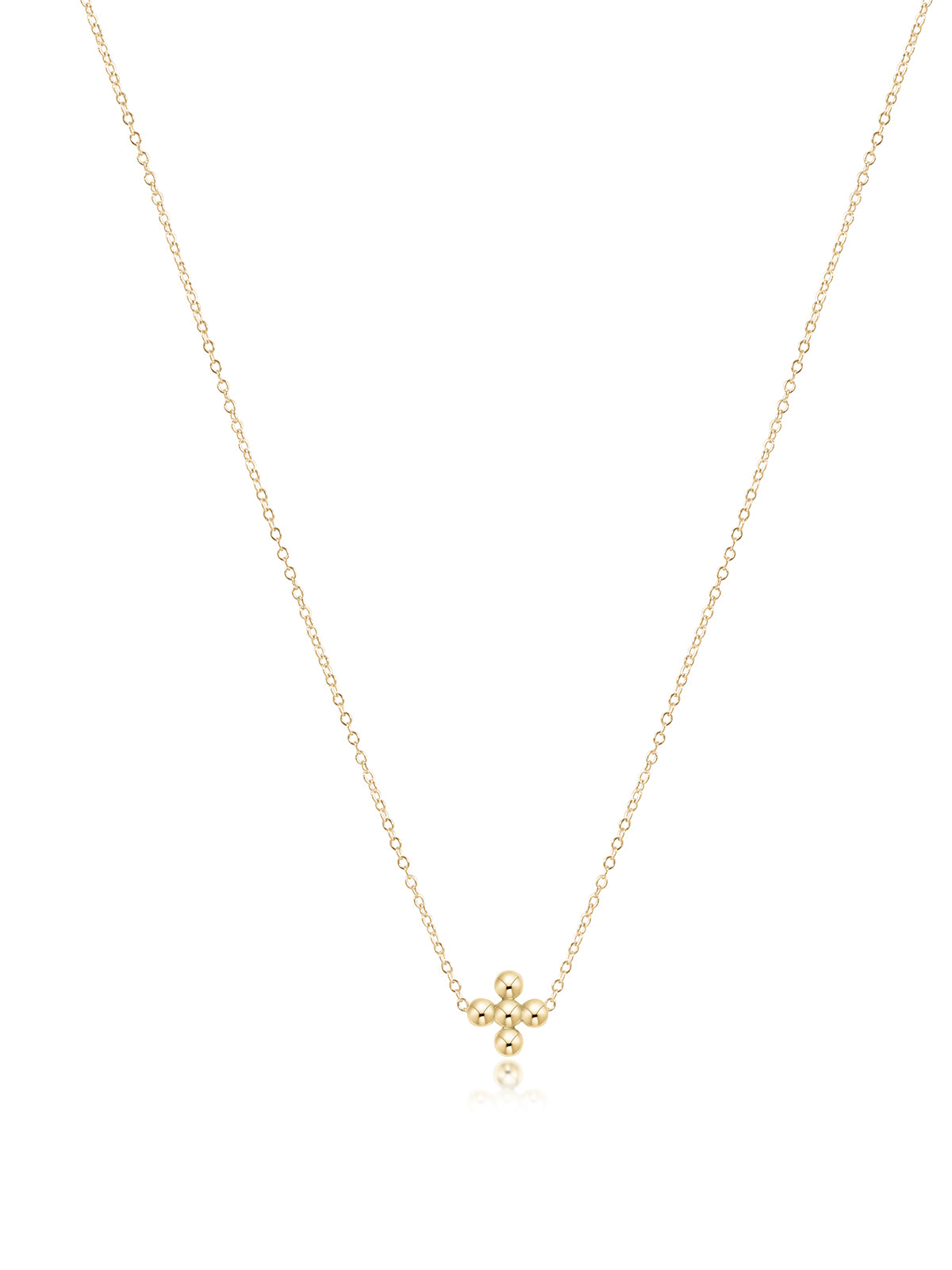 enewton 16" Classic Beaded Signature Cross Gold Necklace 3mm Bead Gold