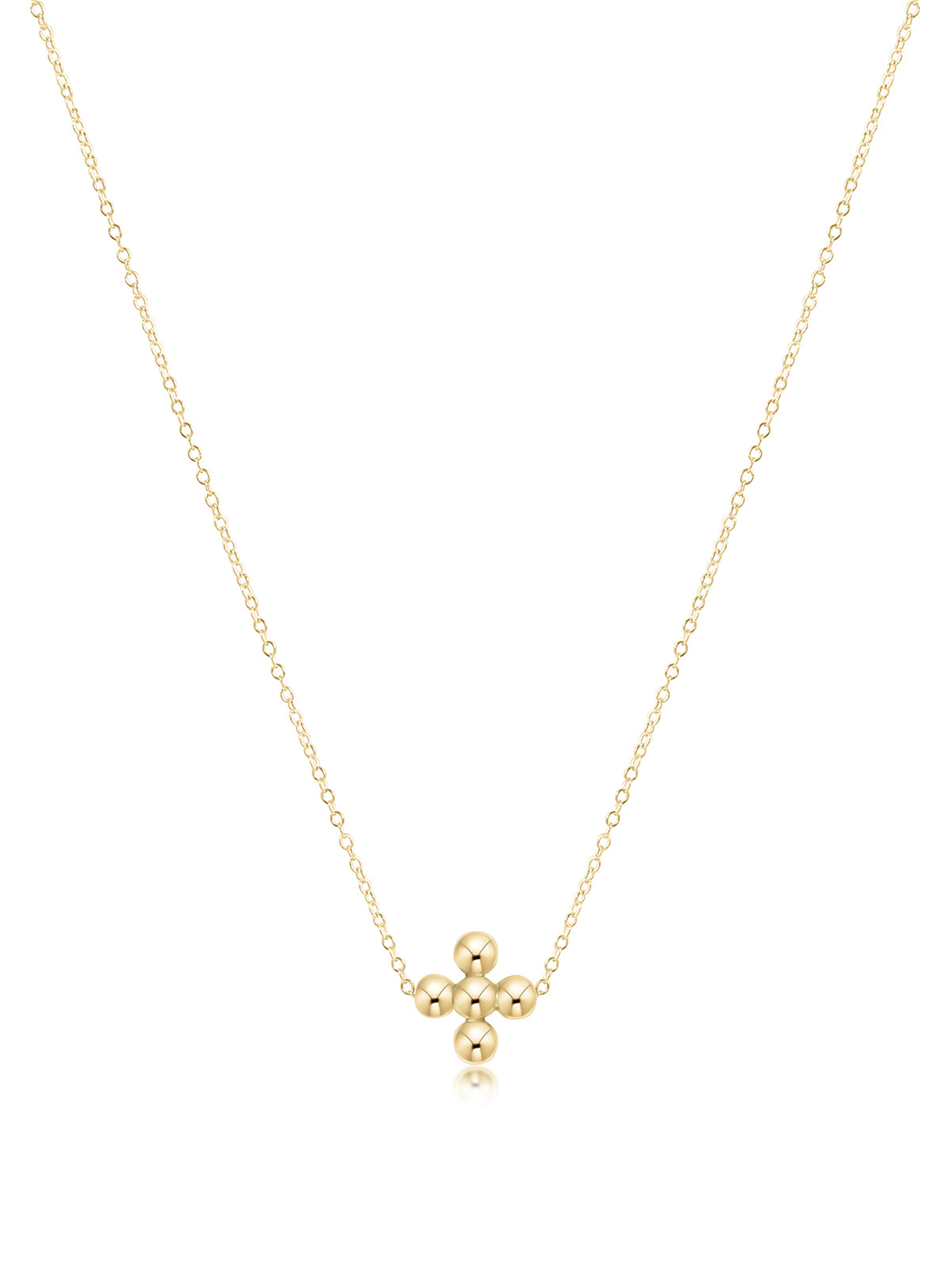 enewton 16" Classic Beaded Signature Cross Gold Necklace 4mm Bead Gold