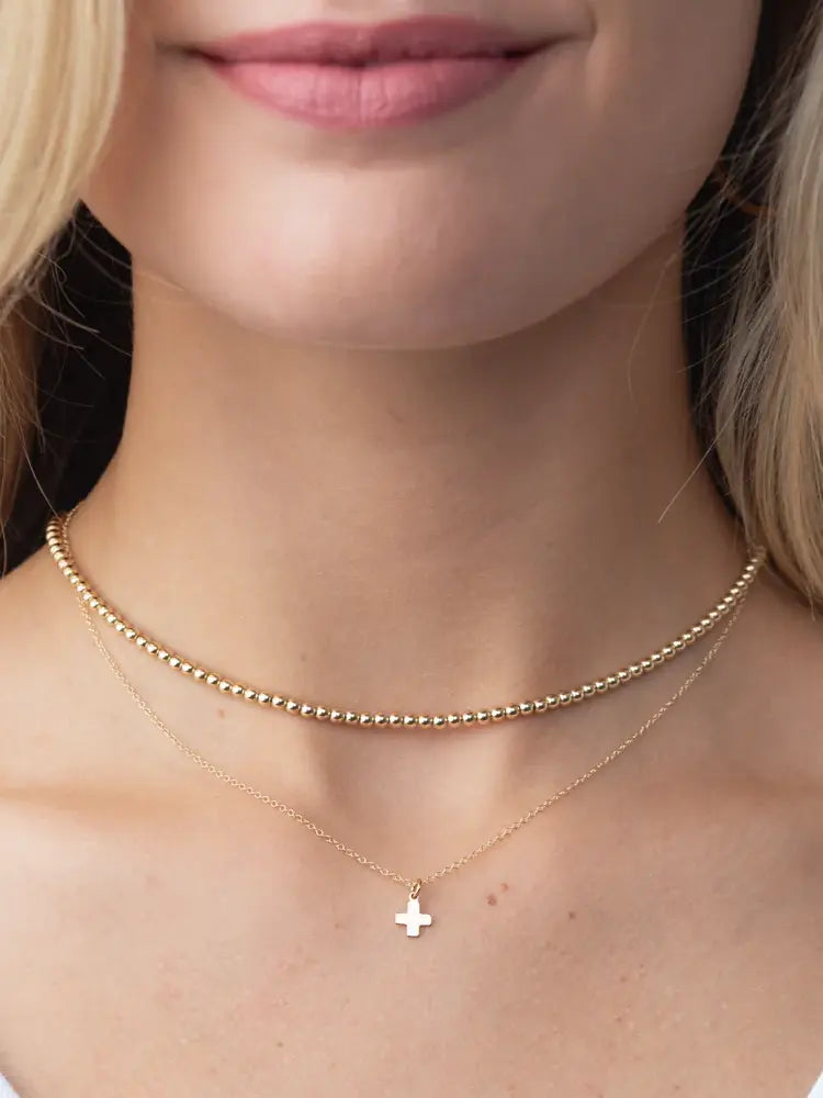 enewton classic 3mm 14k gold-filled beaded chain choker necklace 17"