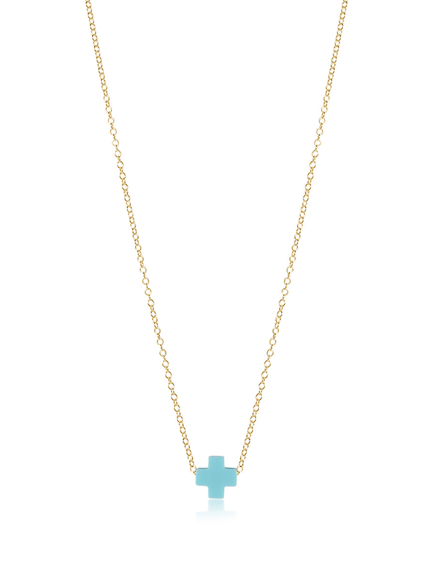 enewton 16" Signature Cross Gold Necklace Turquoise