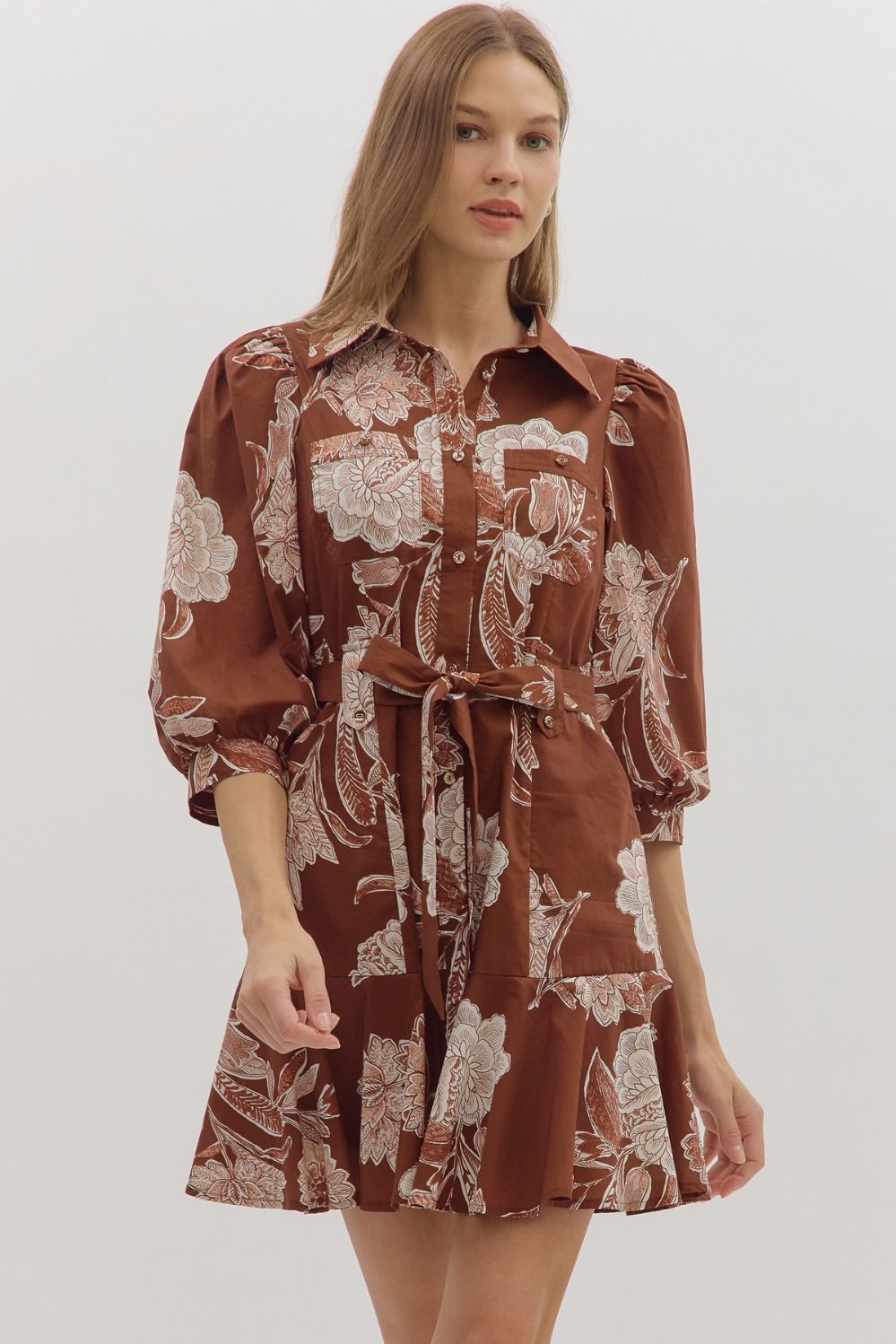 Meadow Bloom Belted Mini Dress