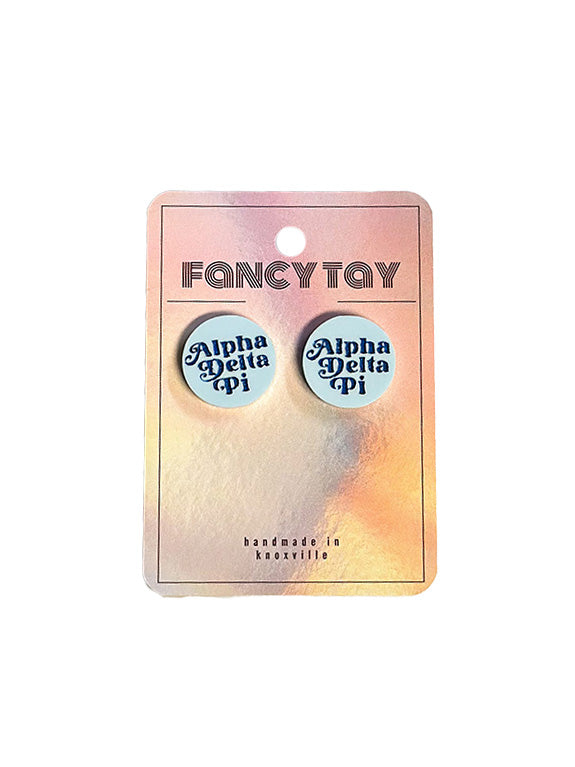 Alpha Delta Pi Sorority Stud Earrings Alpha Delta Pi Script