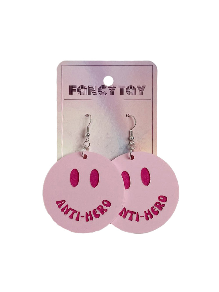 Taylor Swift Etched Acrylic Dangle Earrings Matte Pink Antihero