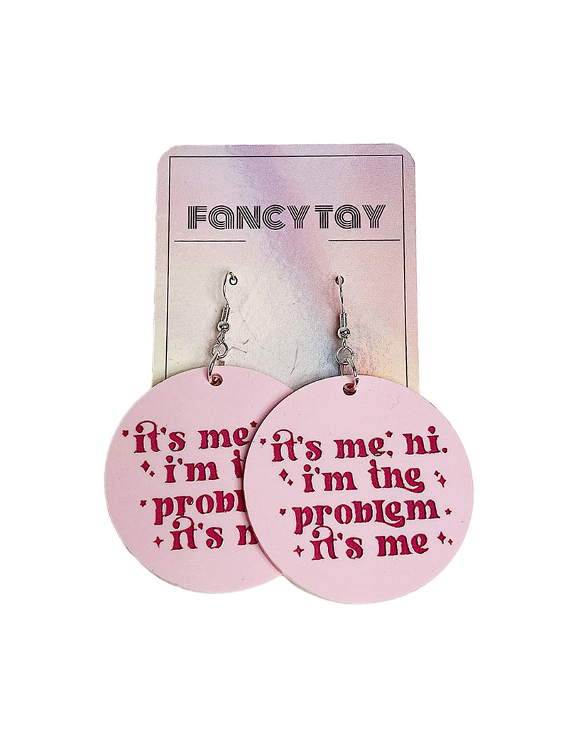 Taylor Swift Etched Acrylic Dangle Earrings Matte Pink Problem