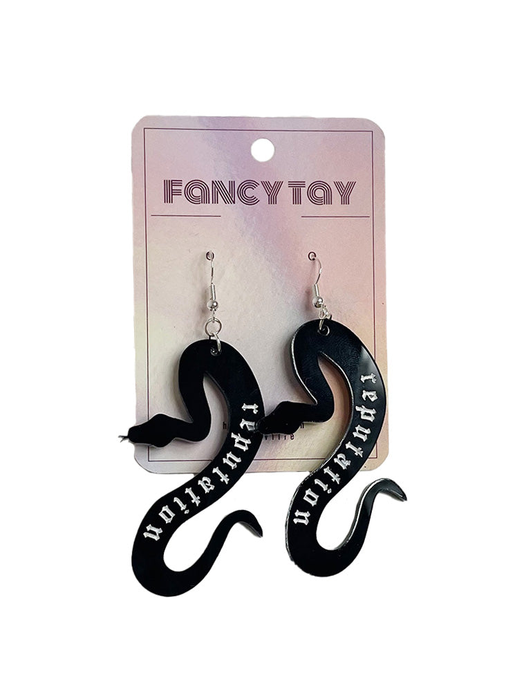 Etched Acrylic Taylor Swift Reputation Snake Dangle Earrings