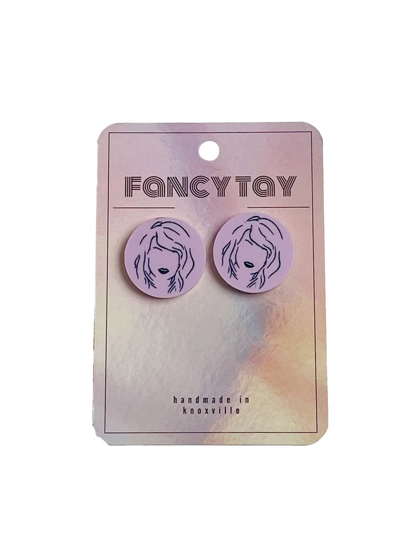 Etched Acrylic Taylor Swift Stud Earrings Matte Purple Outline Taylor