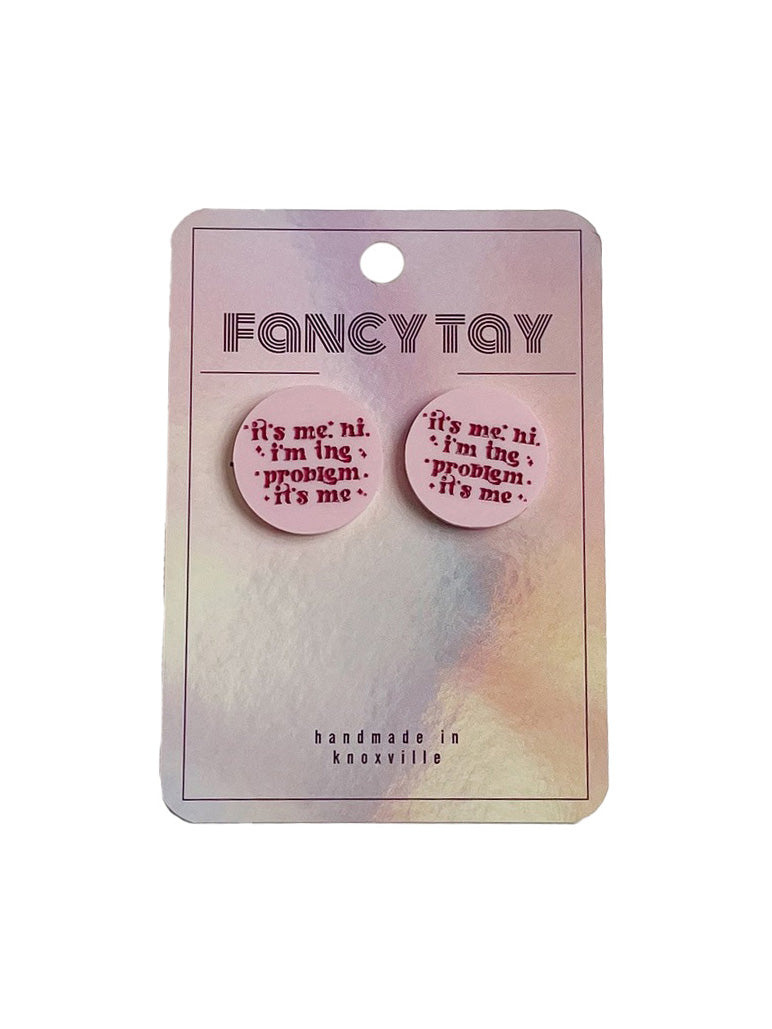 Etched Acrylic Taylor Swift Stud Earrings Matte Pink Problem