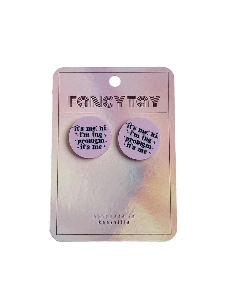 Etched Acrylic Taylor Swift Stud Earrings Matte Purple Problem