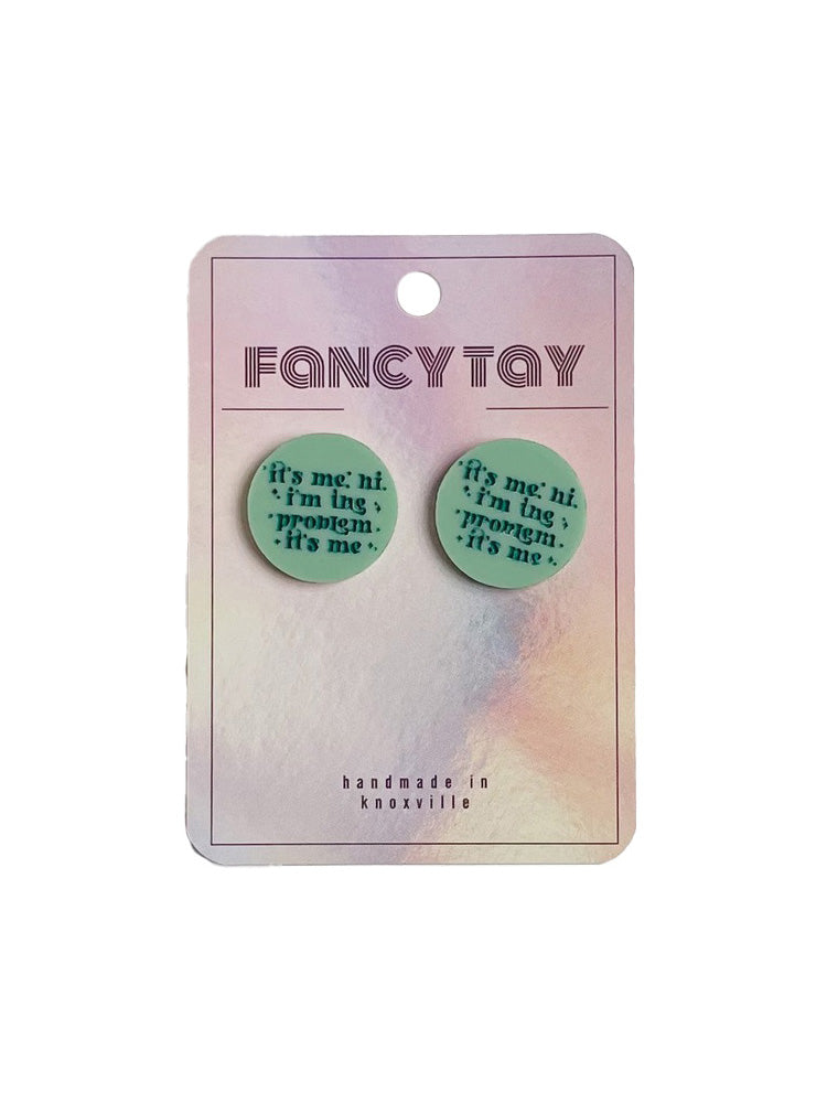 Etched Acrylic Taylor Swift Stud Earrings Matte Teal Problem