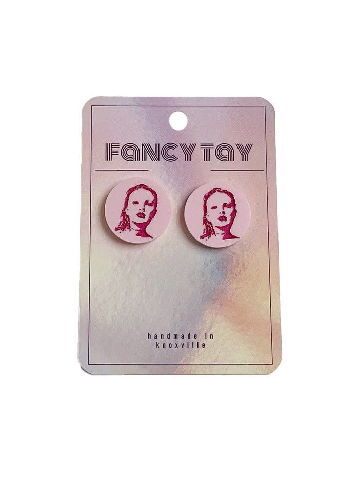 Etched Acrylic Taylor Swift Stud Earrings Matte Pink Reputation Taylor