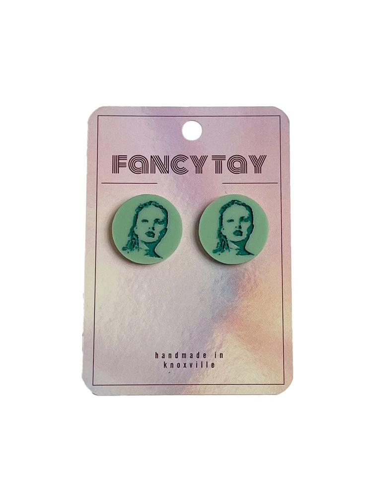Etched Acrylic Taylor Swift Stud Earrings Matte Teal Reputation Taylor