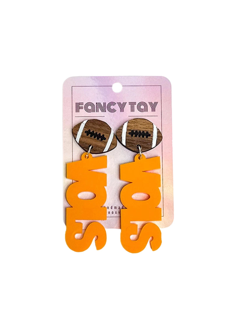 TN Vols Football Dangle Earrings Orange