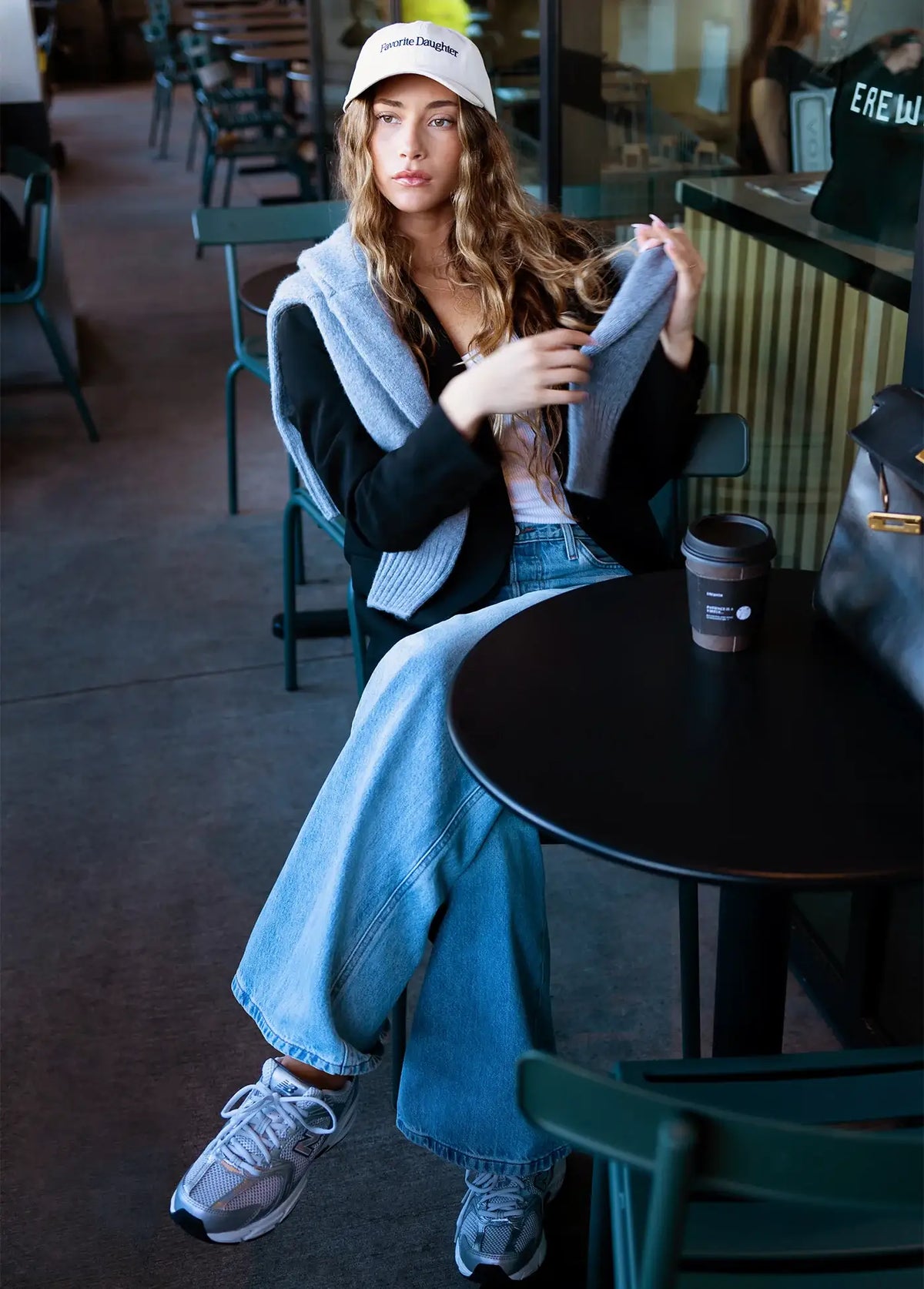 Favorite Daughter Classic Logo Baseball Hat Khaki Navy