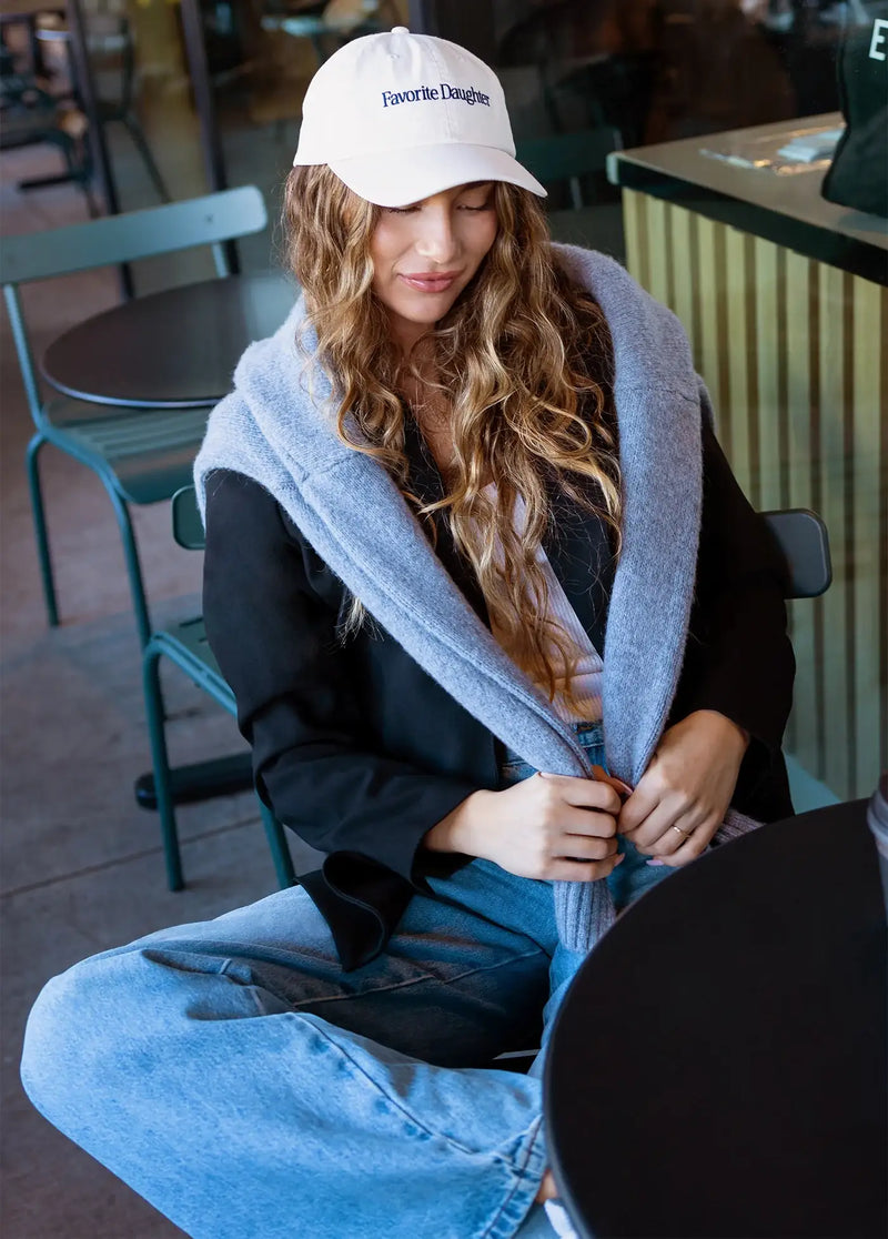 Favorite Daughter Classic Logo Baseball Hat Khaki Navy