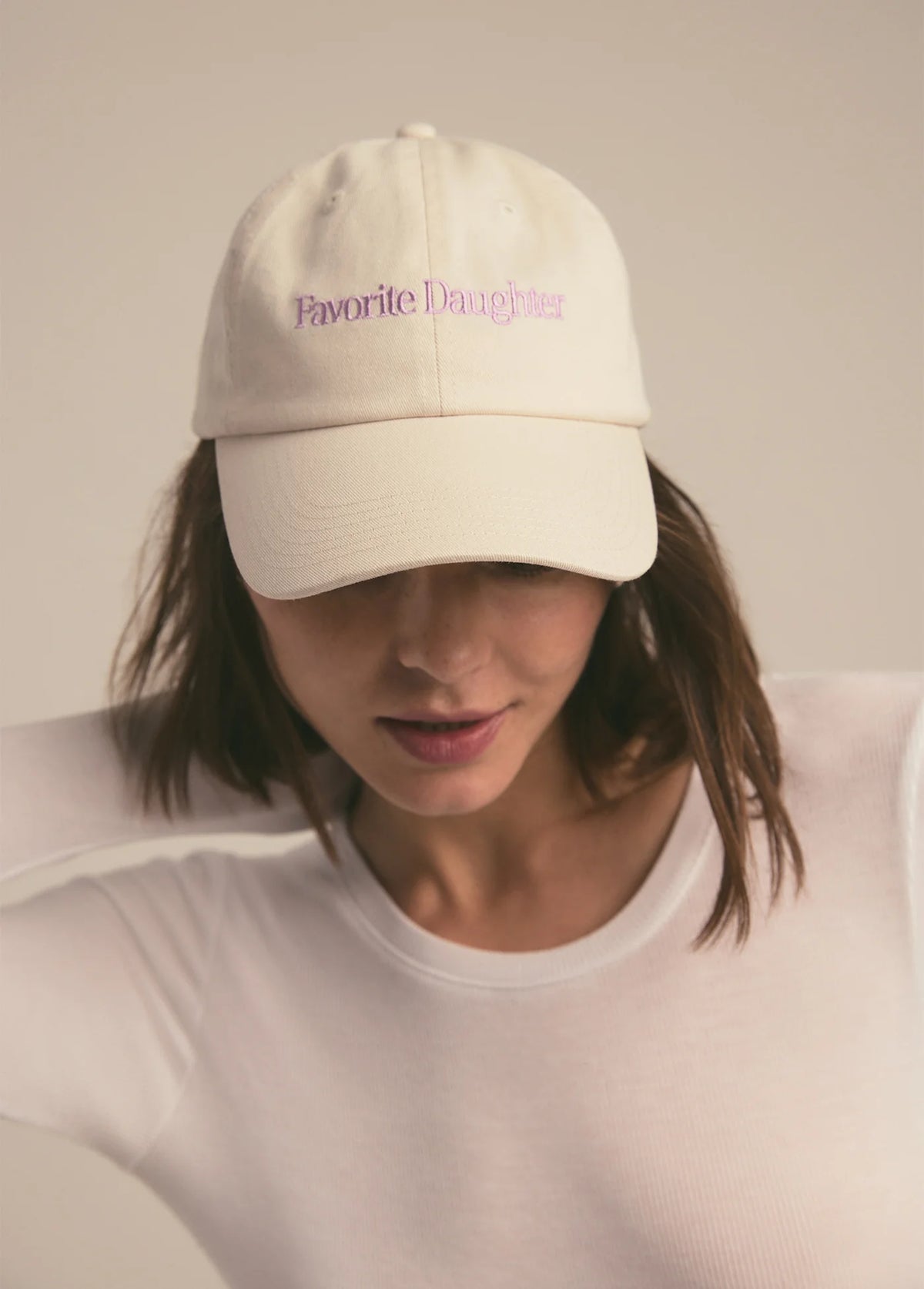 Favorite Daughter Classic Logo Baseball Hat Khaki Lavender