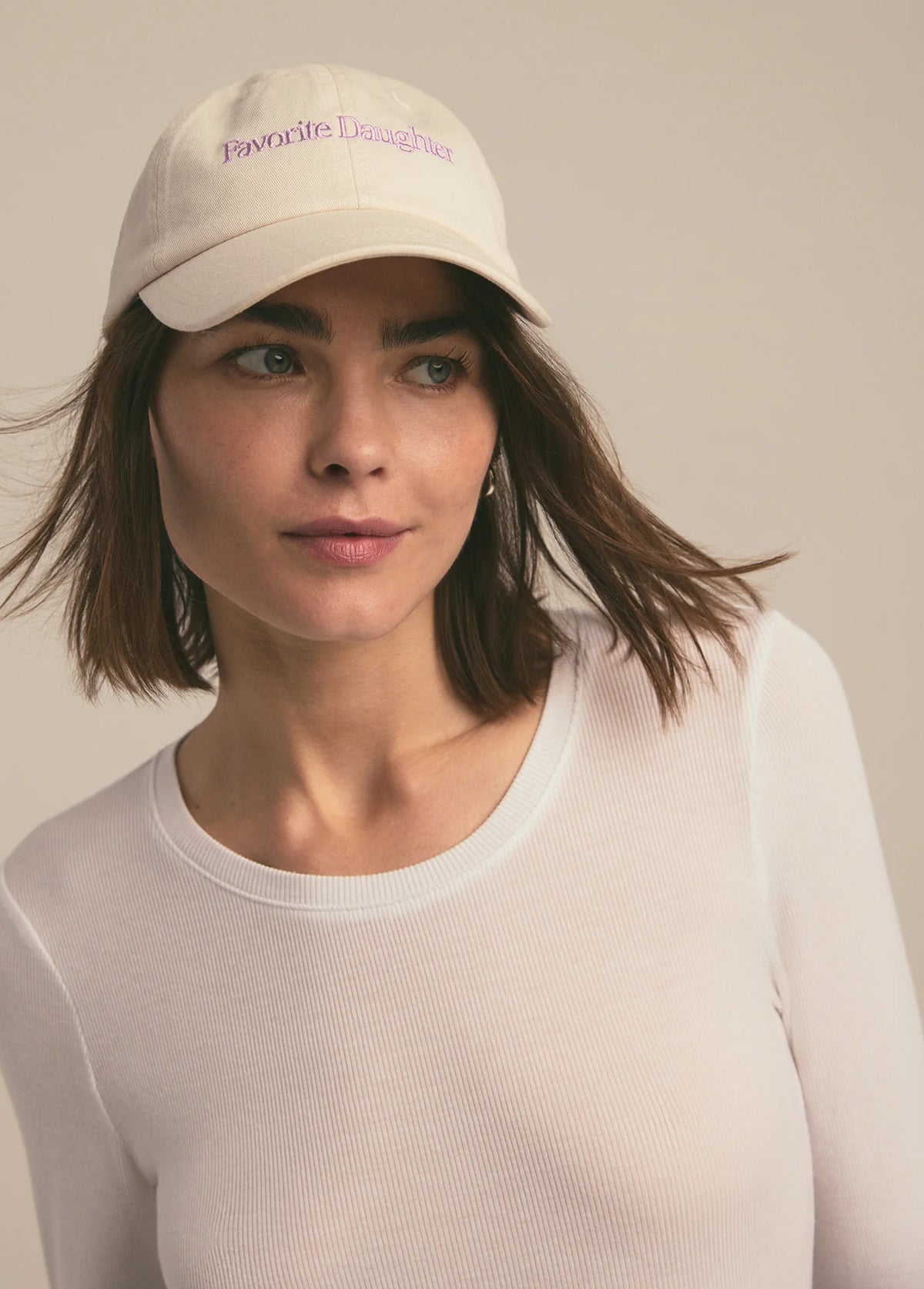 Favorite Daughter Classic Logo Baseball Hat Khaki Lavender