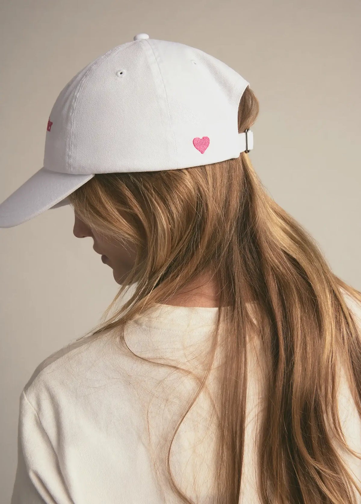 Favorite Daughter Classic Logo Baseball Heart Hat White Pink