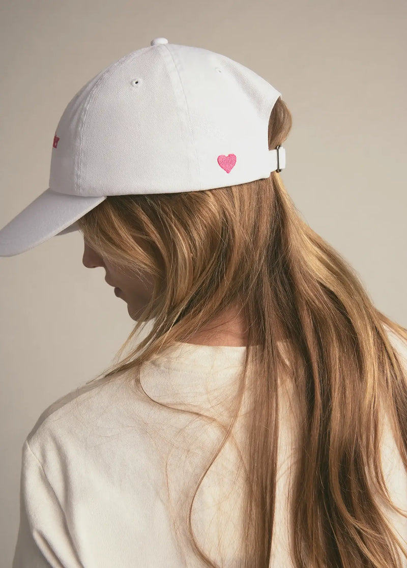 Favorite Daughter Classic Logo Baseball Heart Hat White Pink