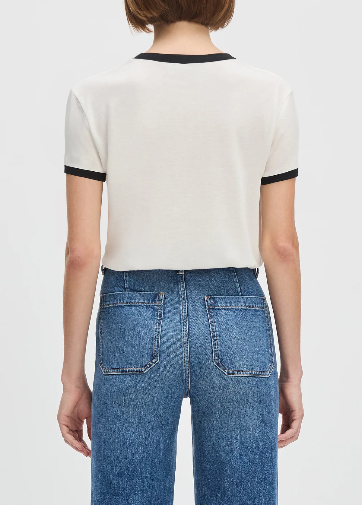 Favorite Daughter Collegiate Ringer Tee White Black