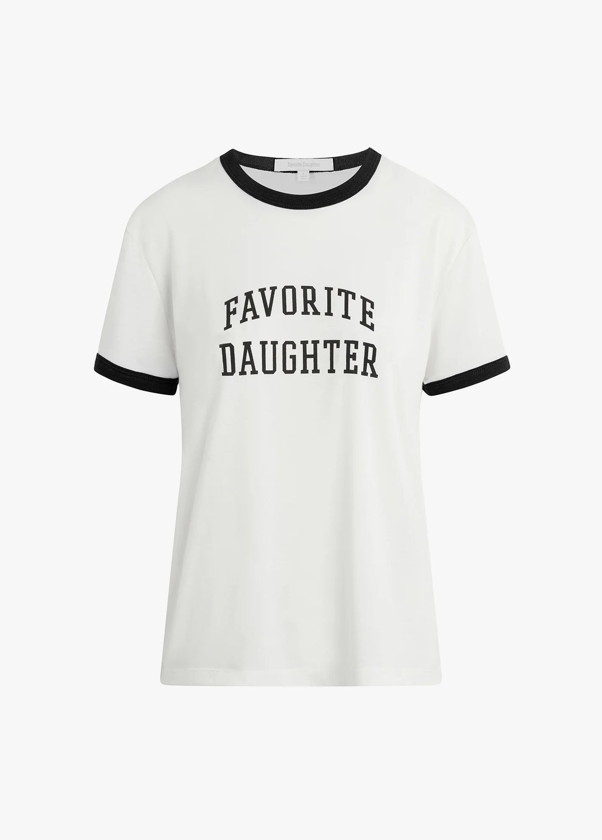 Favorite Daughter Collegiate Ringer Tee White Black