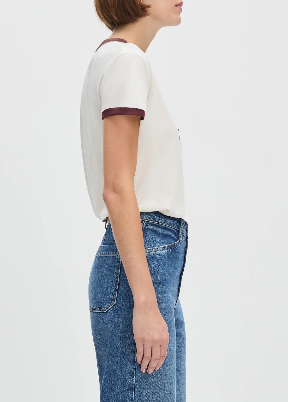 Favorite Daughter Collegiate Ringer Tee White Burgundy