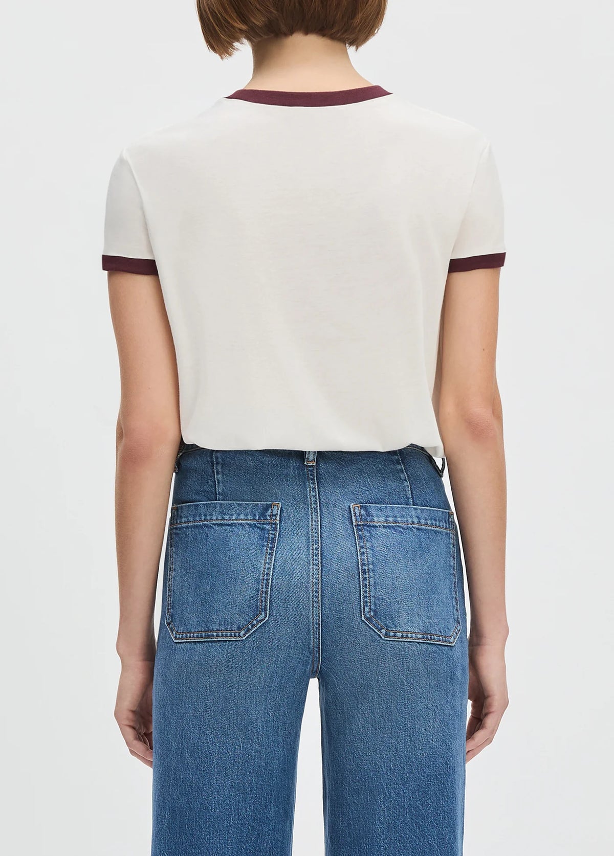 Favorite Daughter Collegiate Ringer Tee White Burgundy