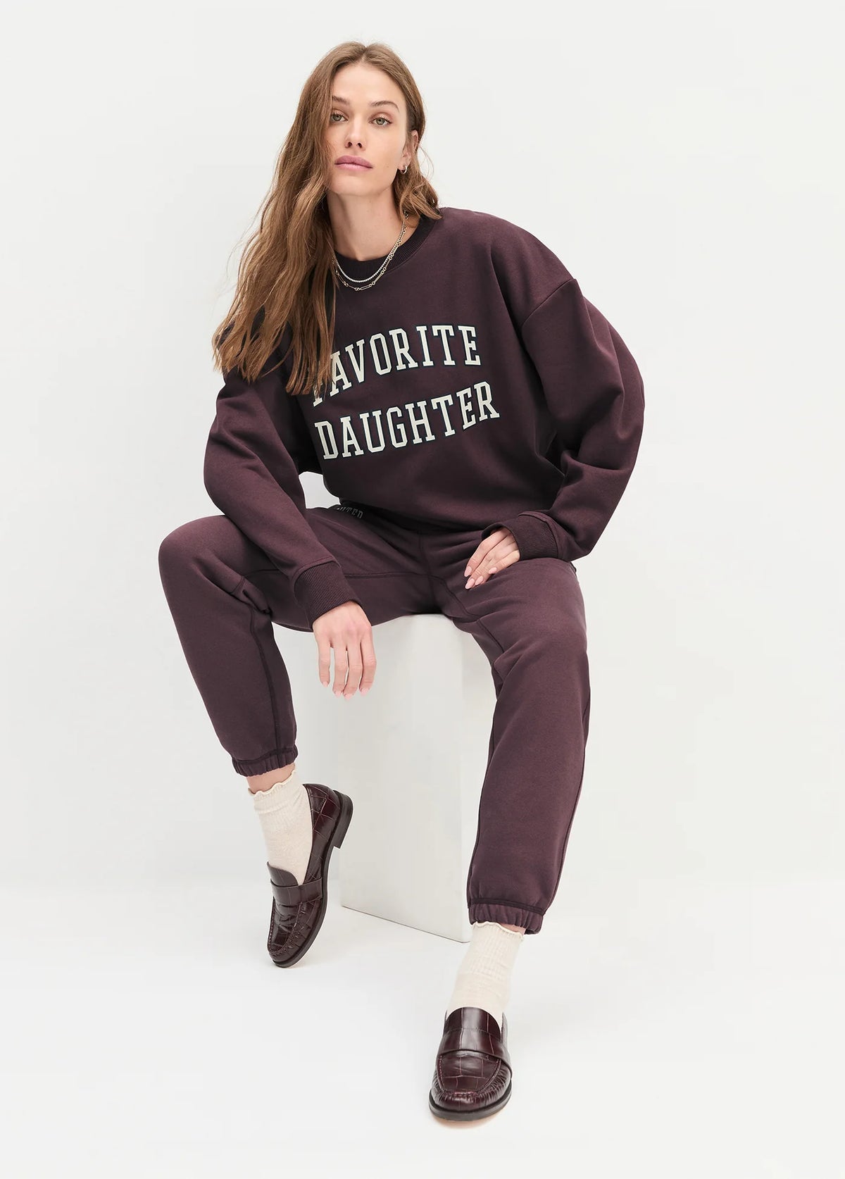 Favorite Daughter Collegiate Sweatshirt Burgundy Gardenia