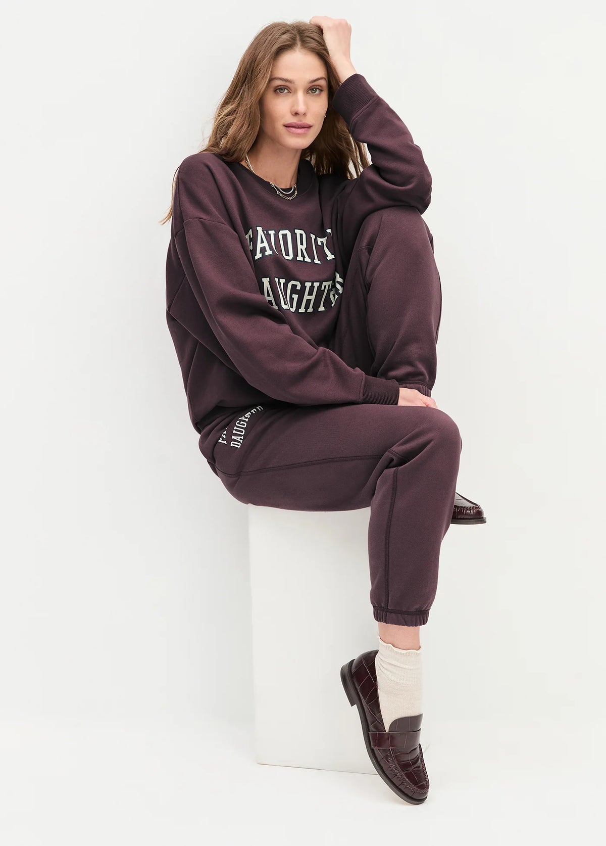 Favorite Daughter Collegiate Sweatshirt Burgundy Gardenia