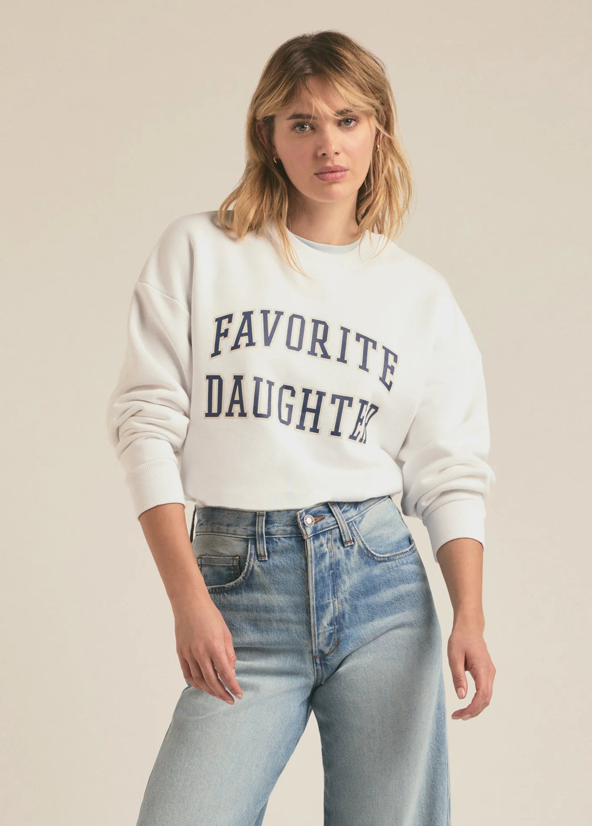 Favorite Daughter Collegiate Sweatshirt White