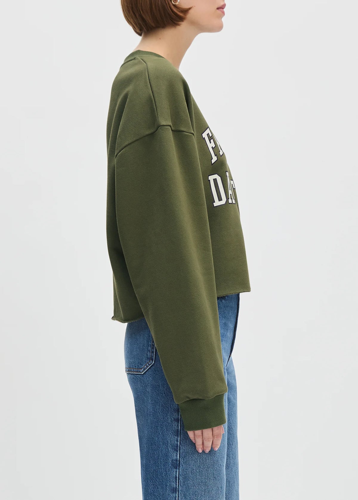 Favorite Daughter The Cropped Collegiate Sweatshirt Smoketree Gardenia