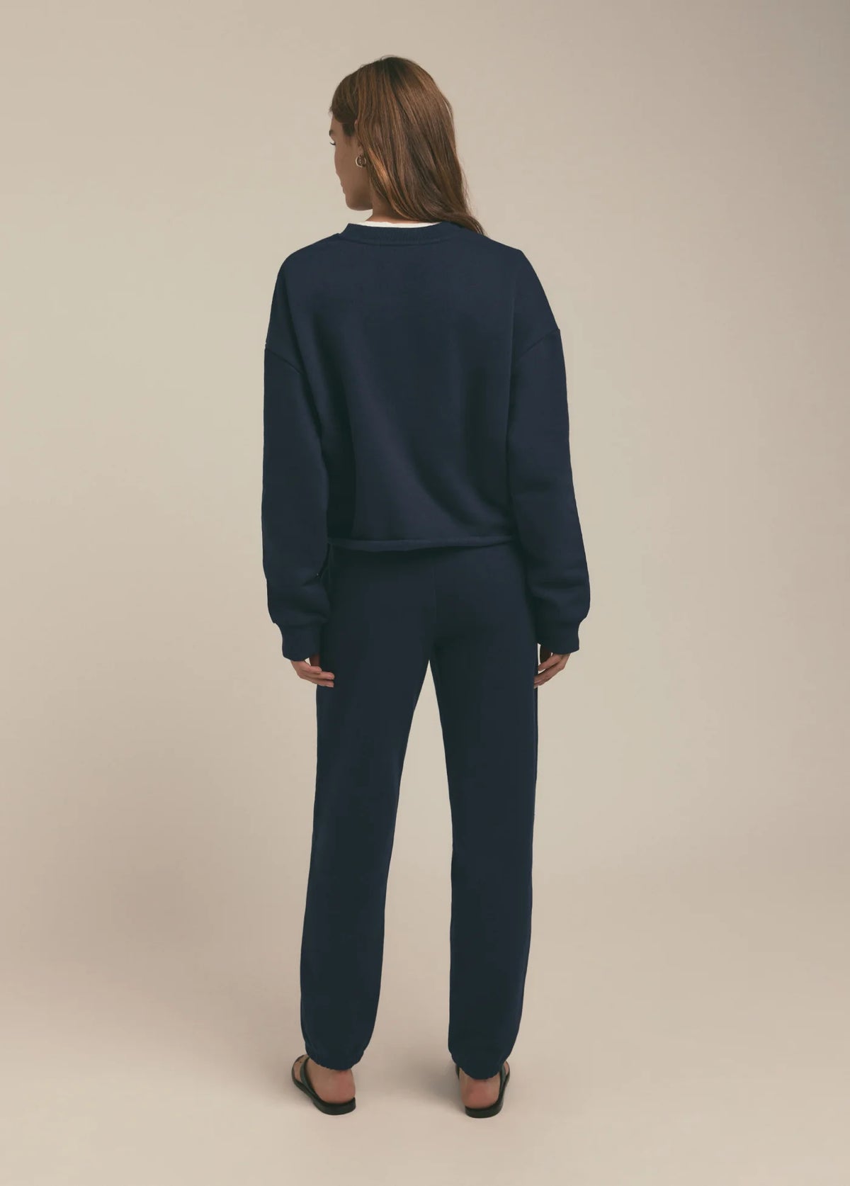 Favorite Daughter The Cropped Collegiate Sweatshirt Navy