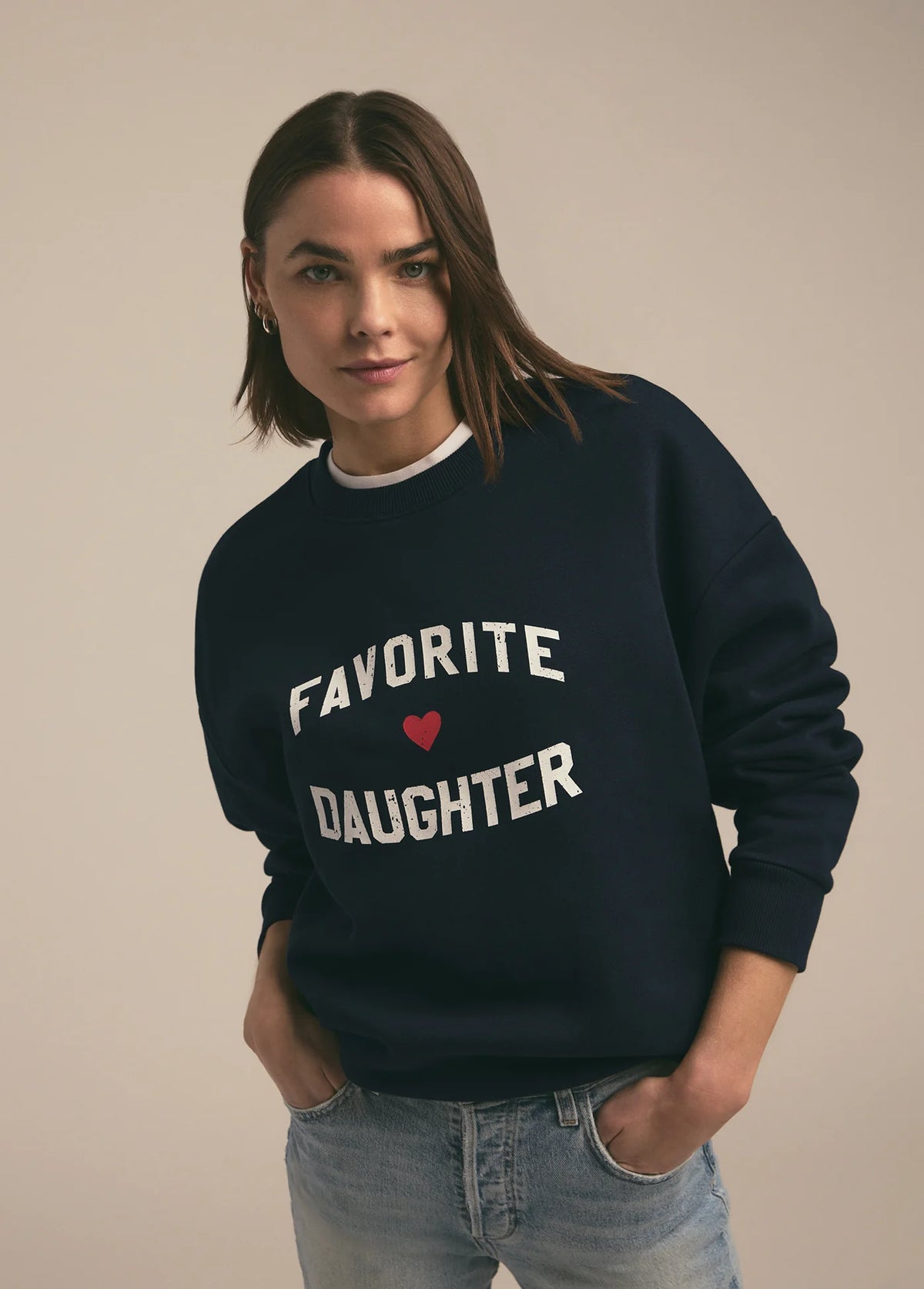 Favorite Daughter Heart Logo Sweatshirt Navy White
