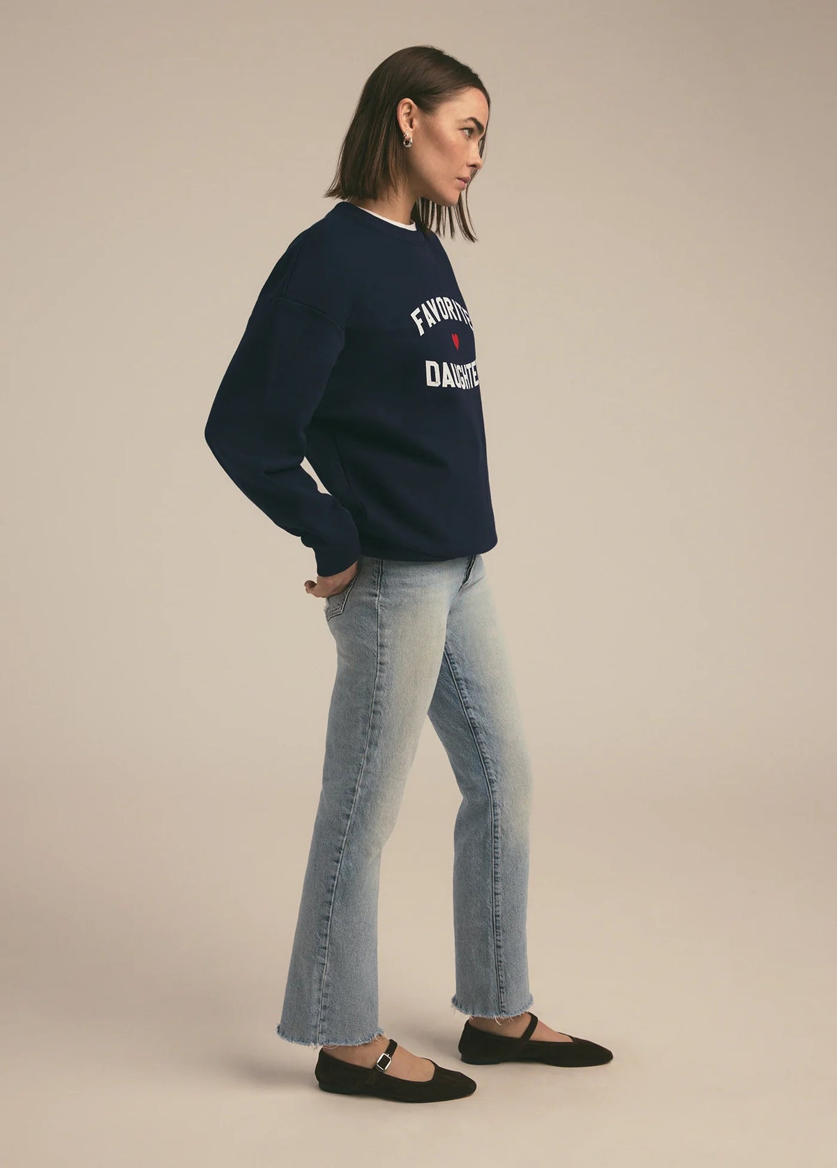 Favorite Daughter Heart Logo Sweatshirt Navy White