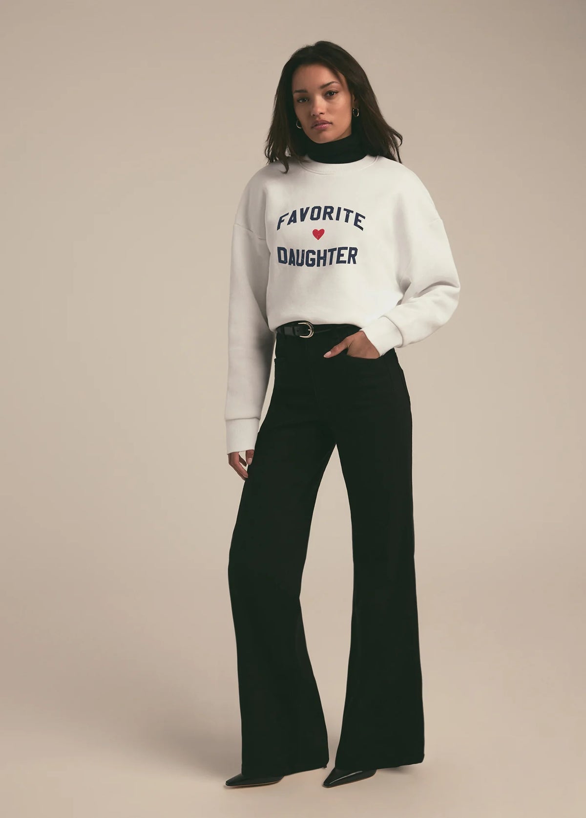 Favorite Daughter Heart Logo Sweatshirt White Navy