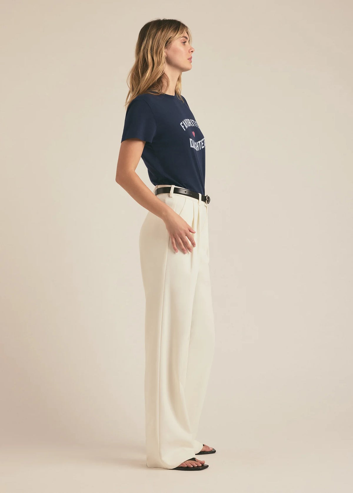 Favorite Daughter Logo Tee Navy White