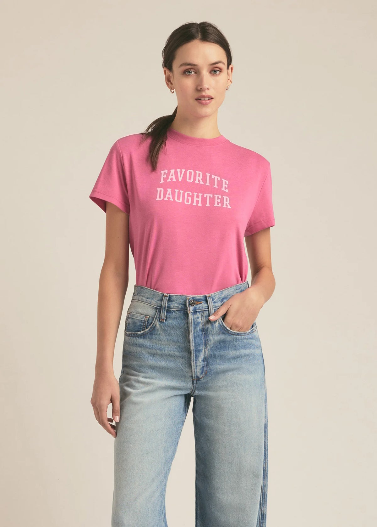 Favorite Daughter The Cropped Collegiate Tee Deep Rose