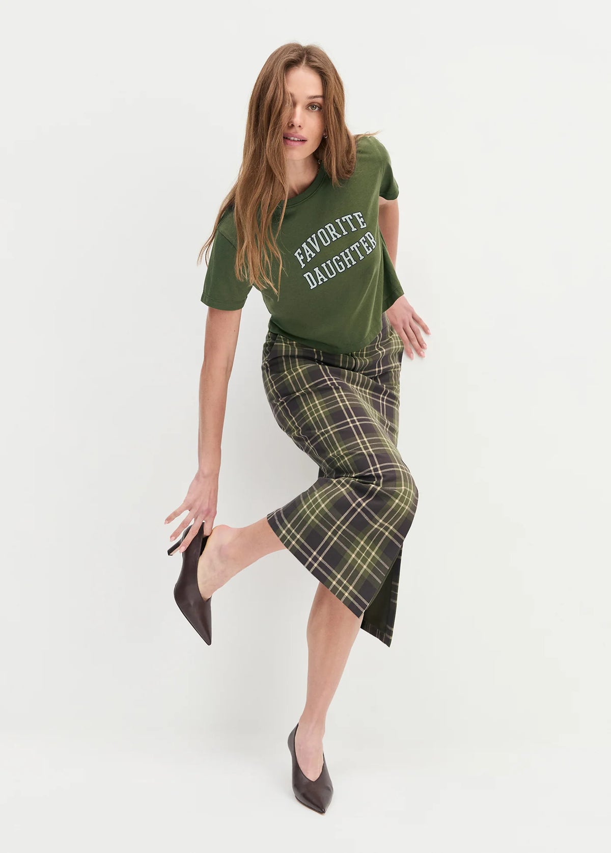 Favorite Daughter The Cropped Collegiate Tee Smoketree Gardenia