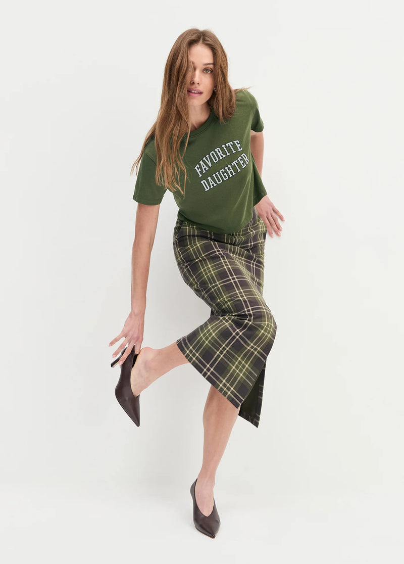 Favorite Daughter The Cropped Collegiate Tee Smoketree Gardenia