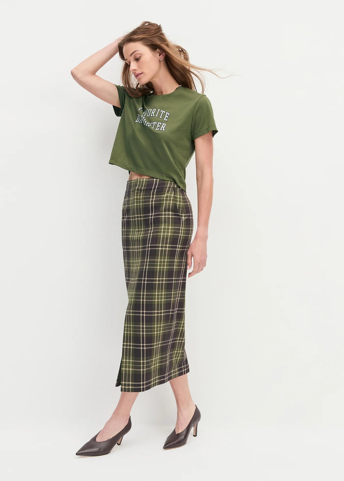 Favorite Daughter The Cropped Collegiate Tee Smoketree Gardenia