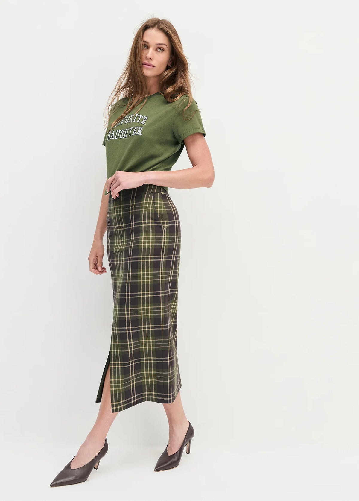 Favorite Daughter The Cropped Collegiate Tee Smoketree Gardenia
