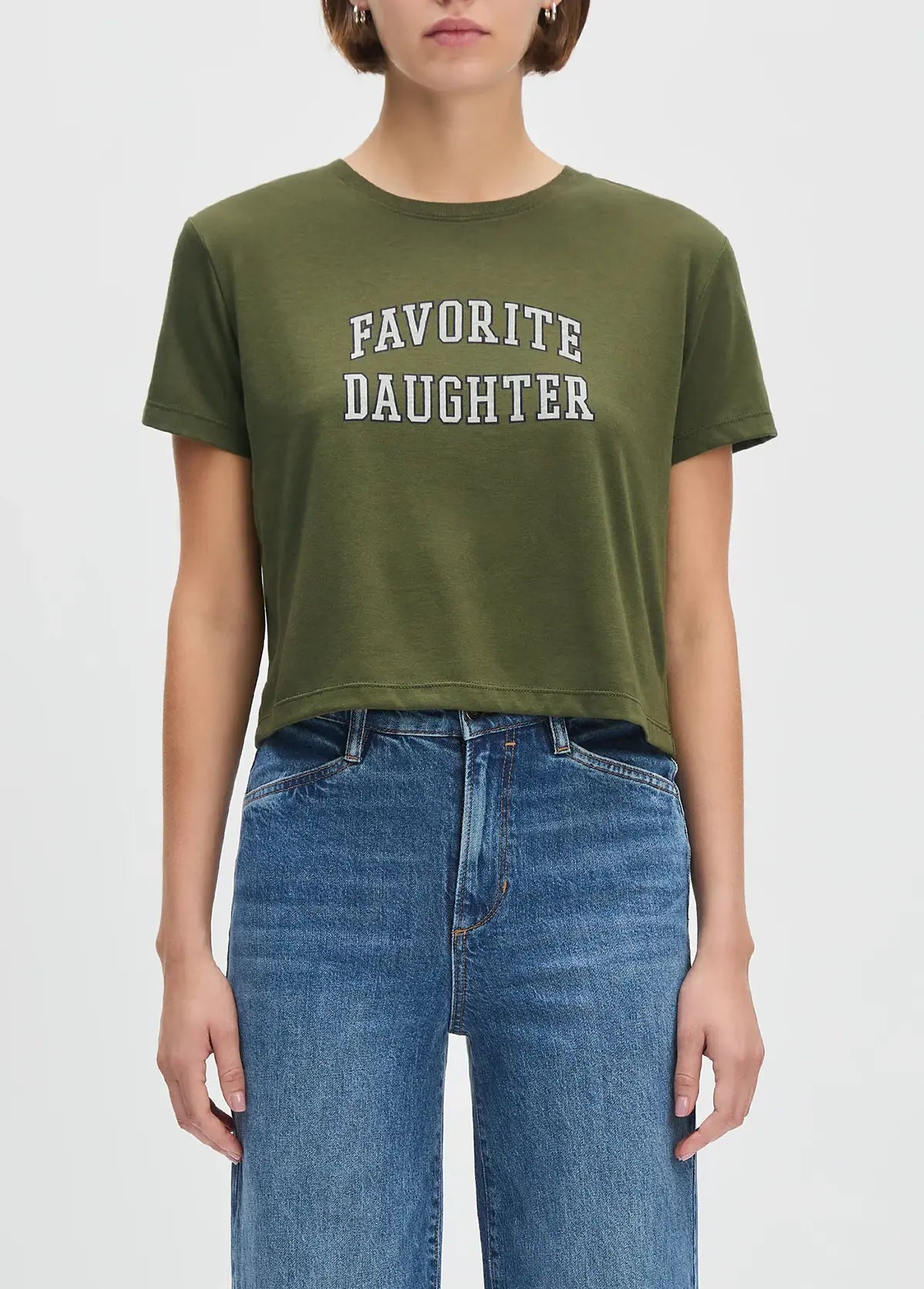 Favorite Daughter The Cropped Collegiate Tee Smoketree Gardenia