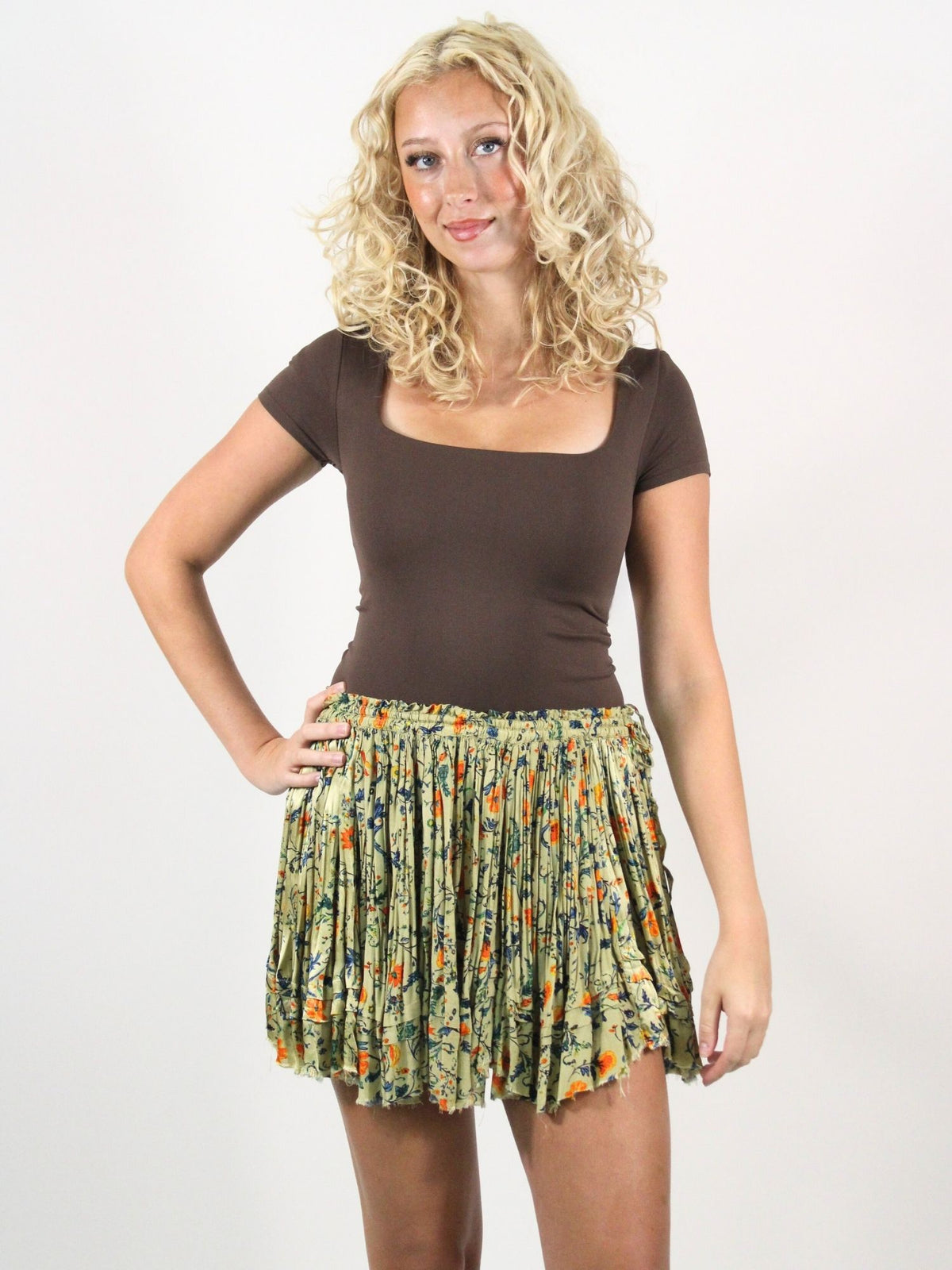 FP One Third Charm Printed Mini Skirt Green Combo