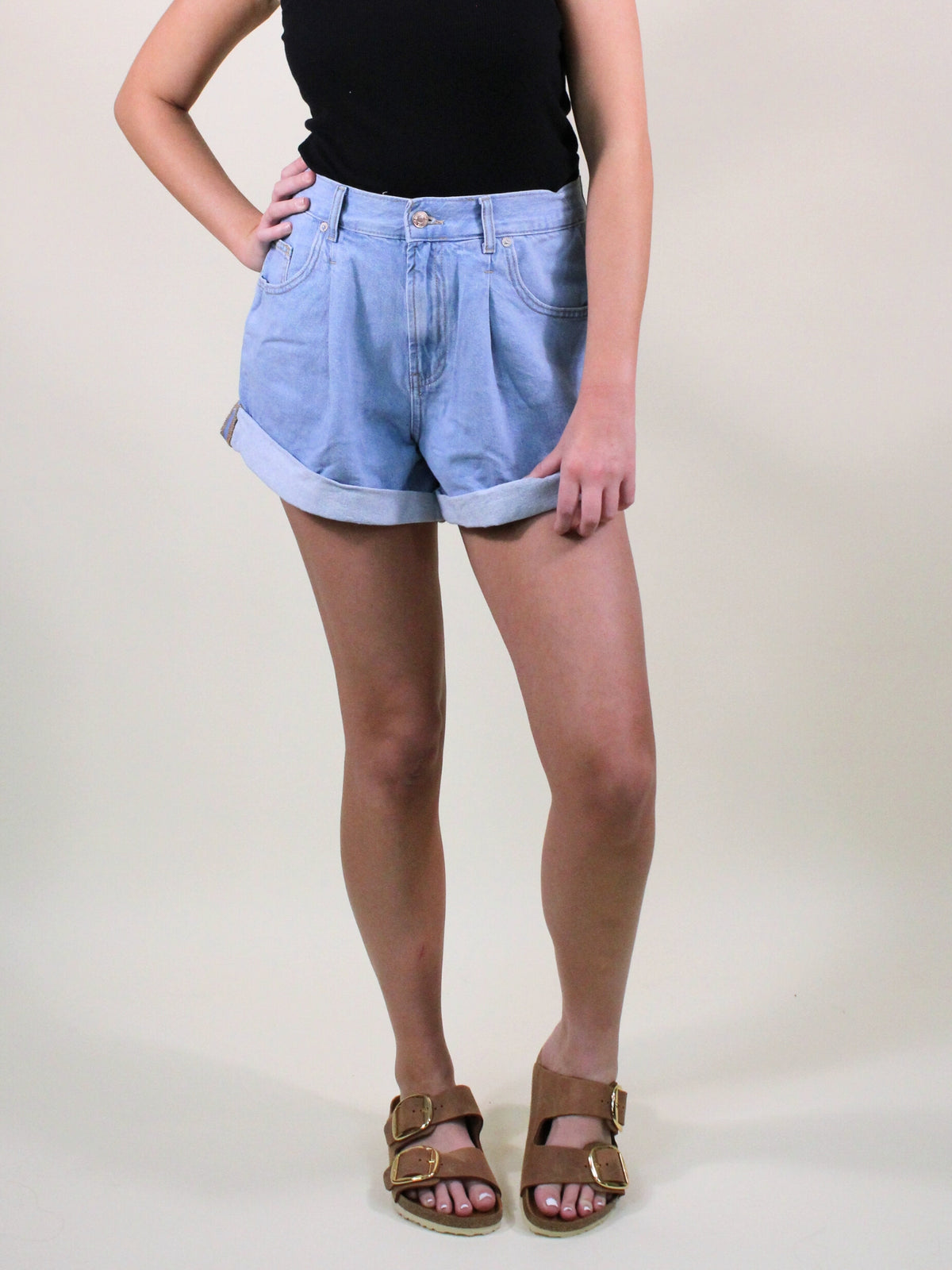 free people danni denim short open sky front