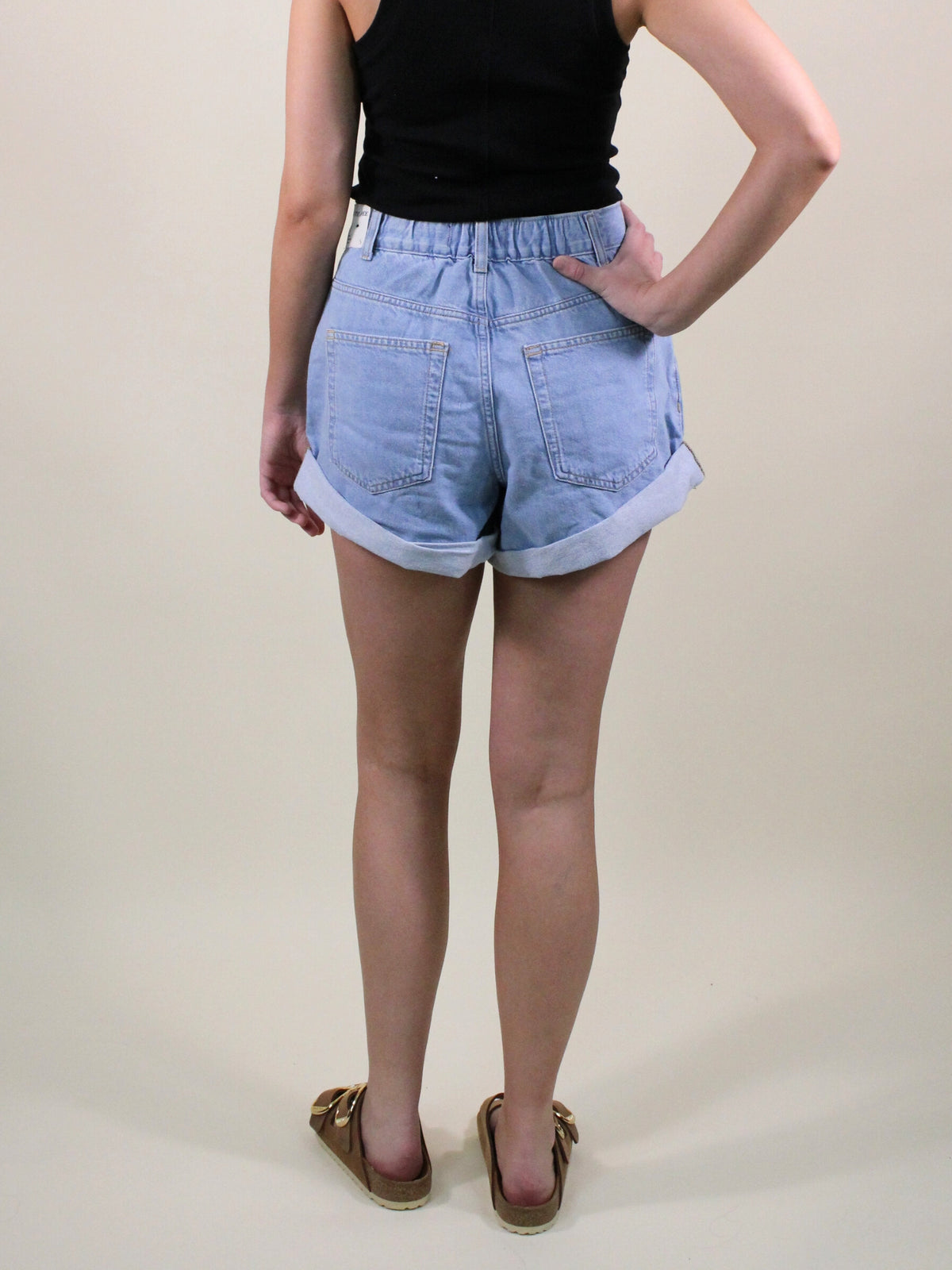 free people danni denim short open sky back