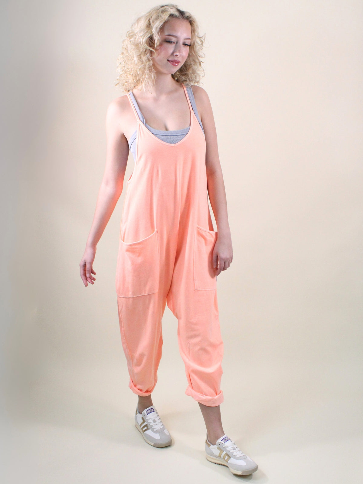 Free People Hot Shot Onesie Romper Pastel Peach
