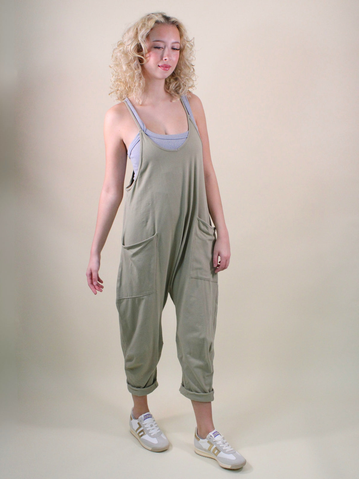 Free People Hot Shot Onesie Romper Sage Stone