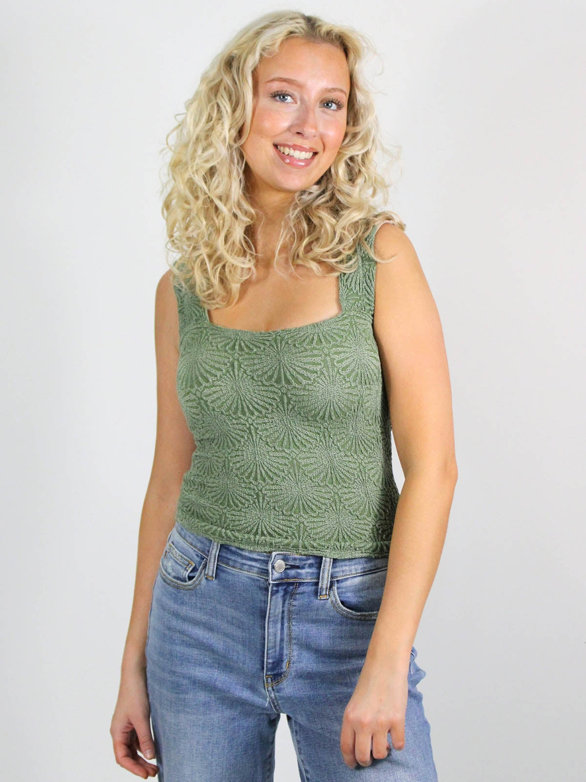 Free People Love Letter Cami Elm Green