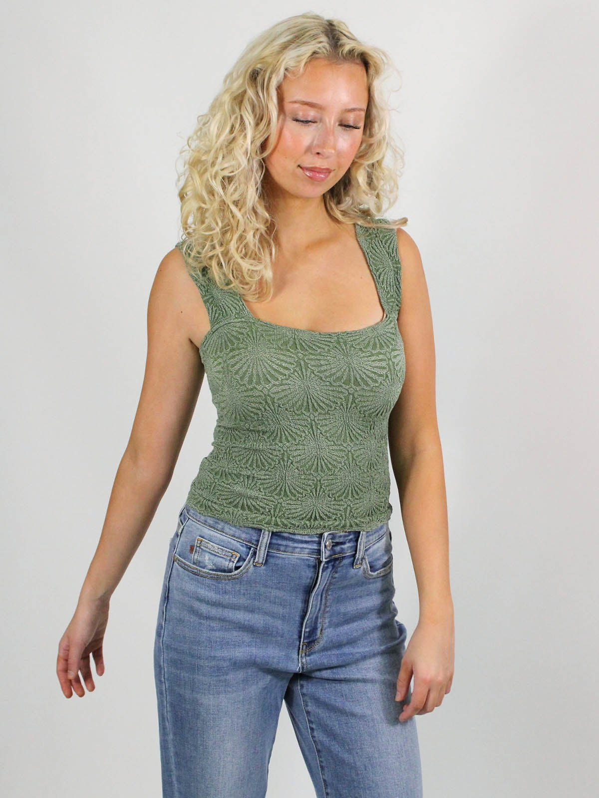Free People Love Letter Cami Elm Green